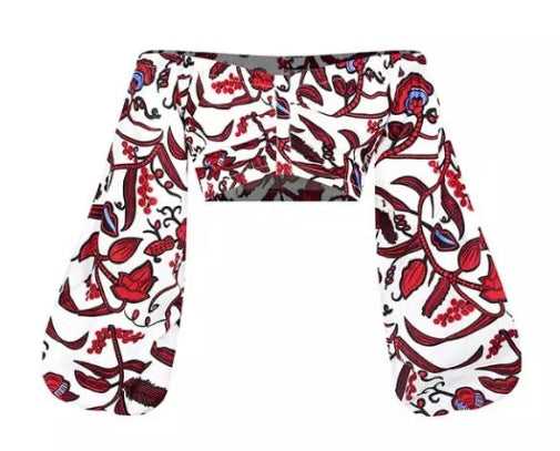 Goddess Print Off Shoulder Top
