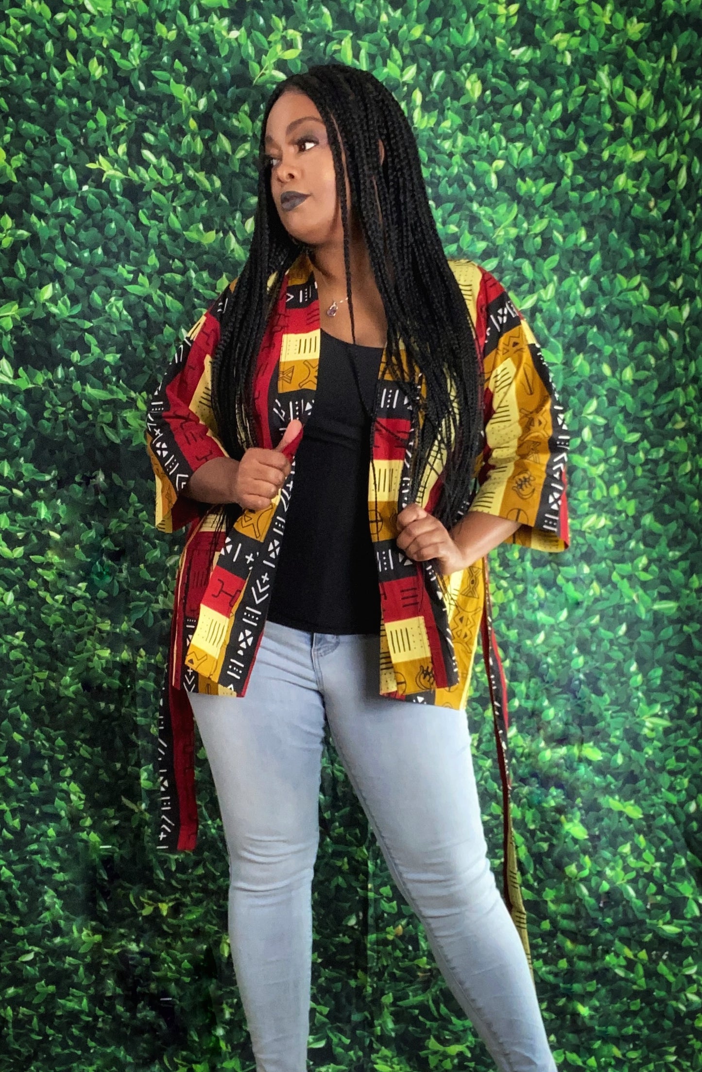 Short African Print Kimono