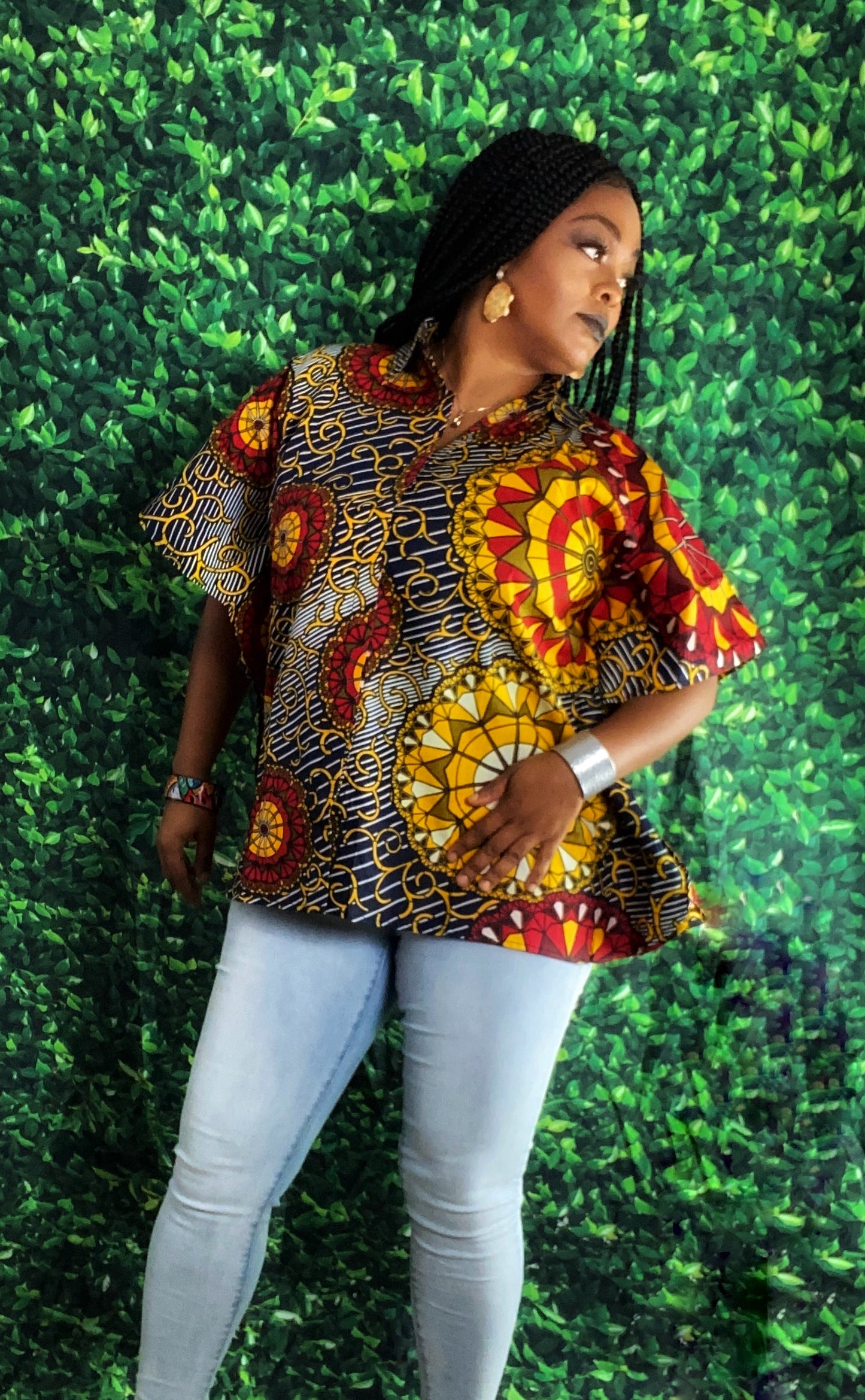 Goddess Print Button Down Kaftan