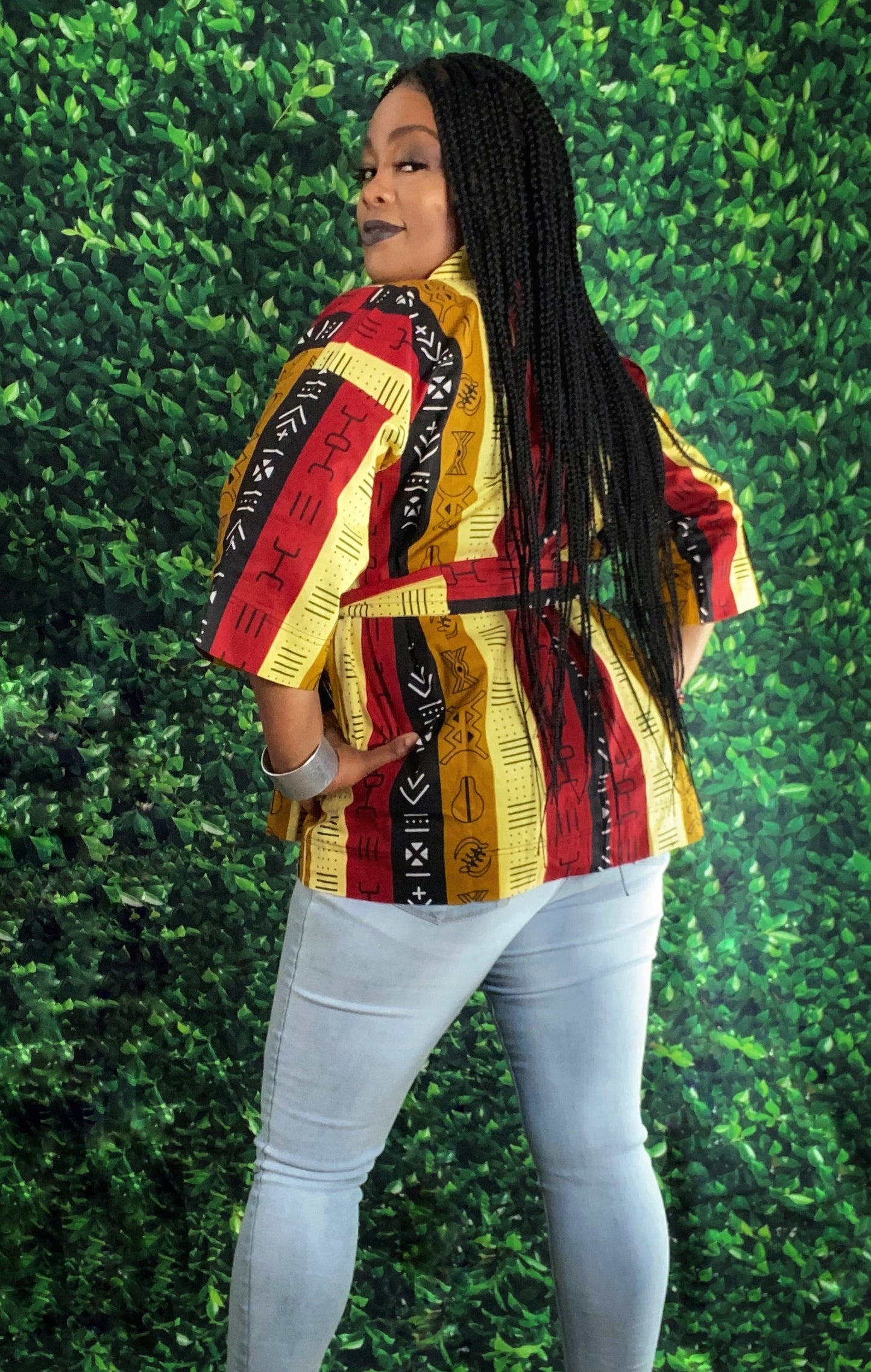 Short African Print Kimono