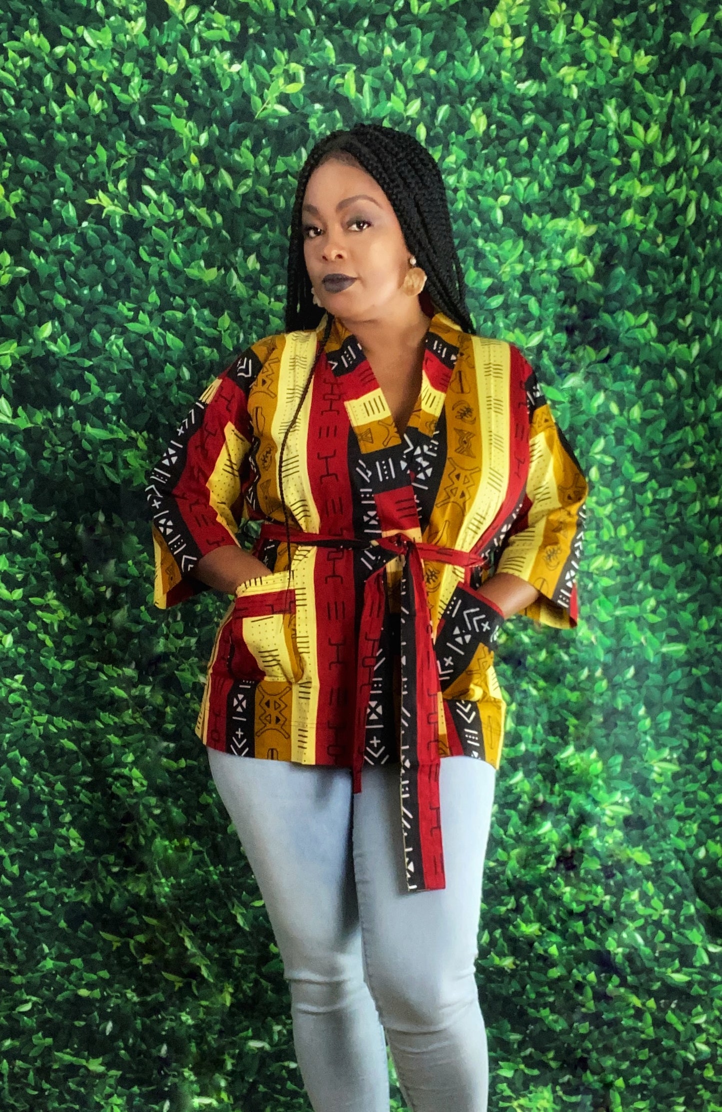 Short African Print Kimono