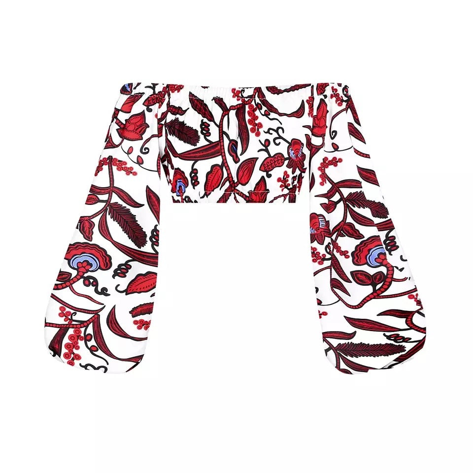 Goddess Print Off Shoulder Top