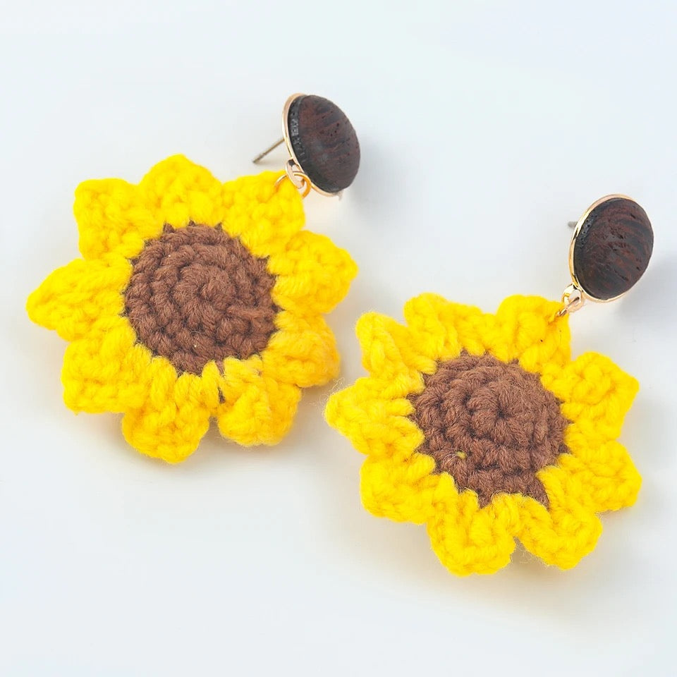 Couture Crochet Sunflower Earrings