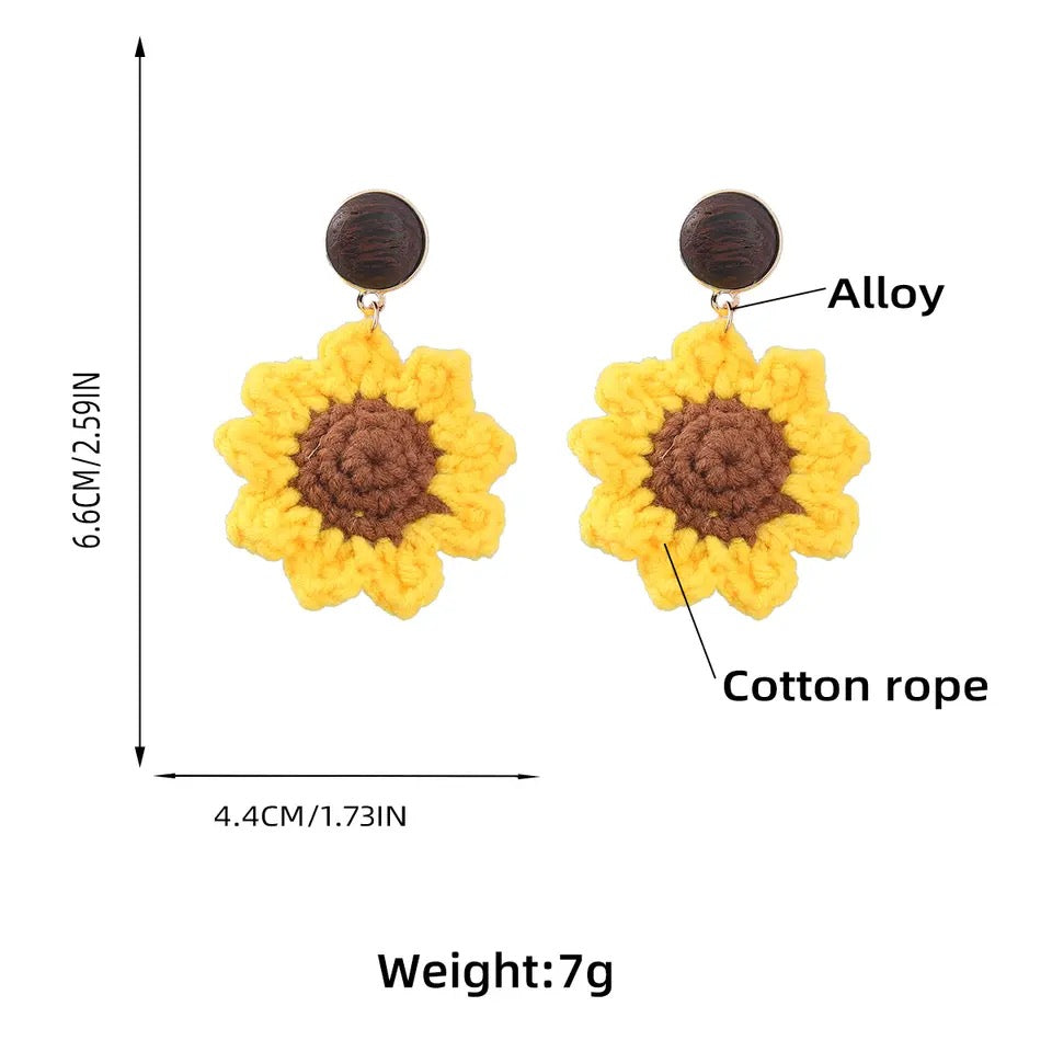 Couture Crochet Sunflower Earrings