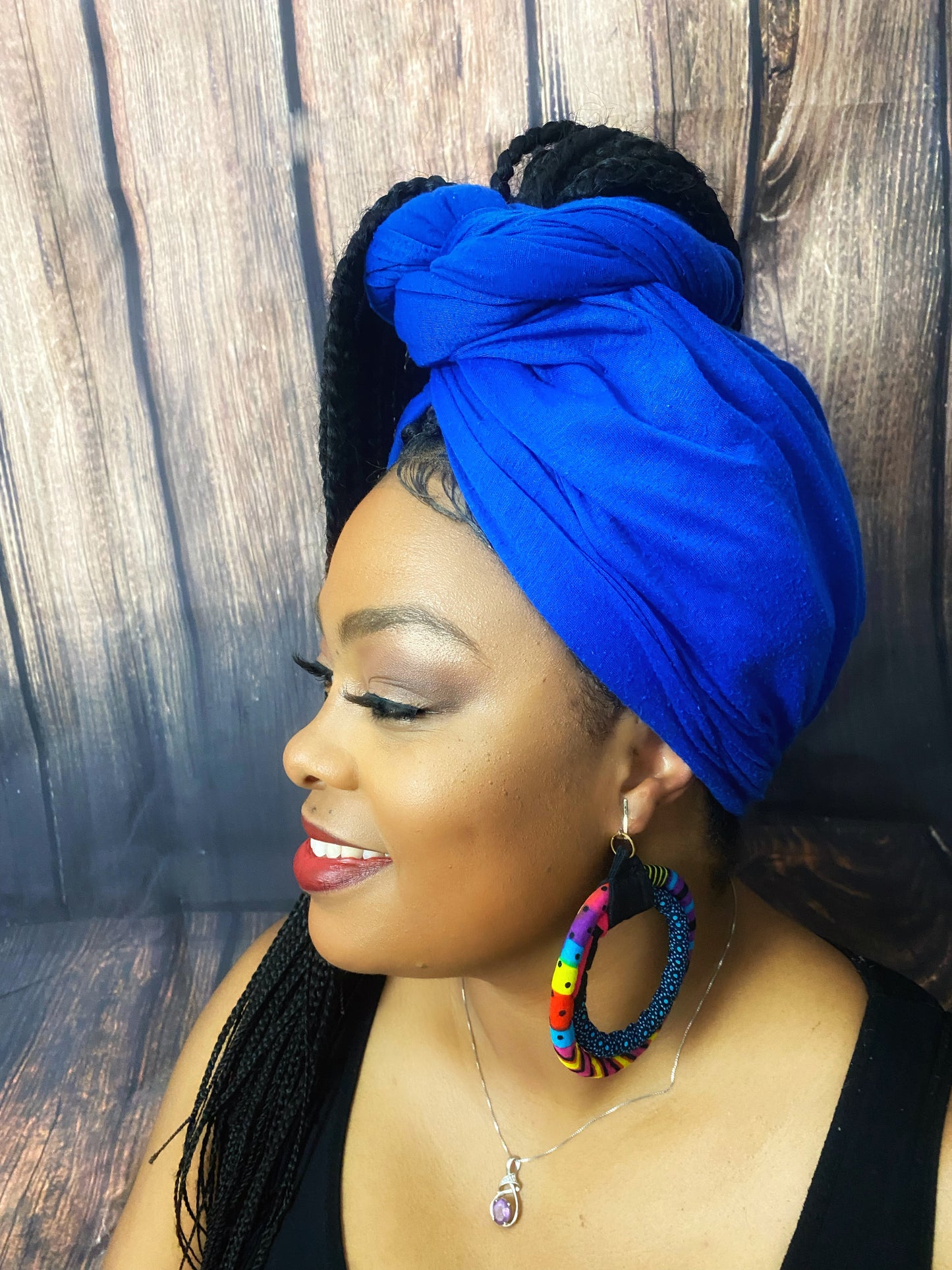 African Queen Fabric Hoop Earrings
