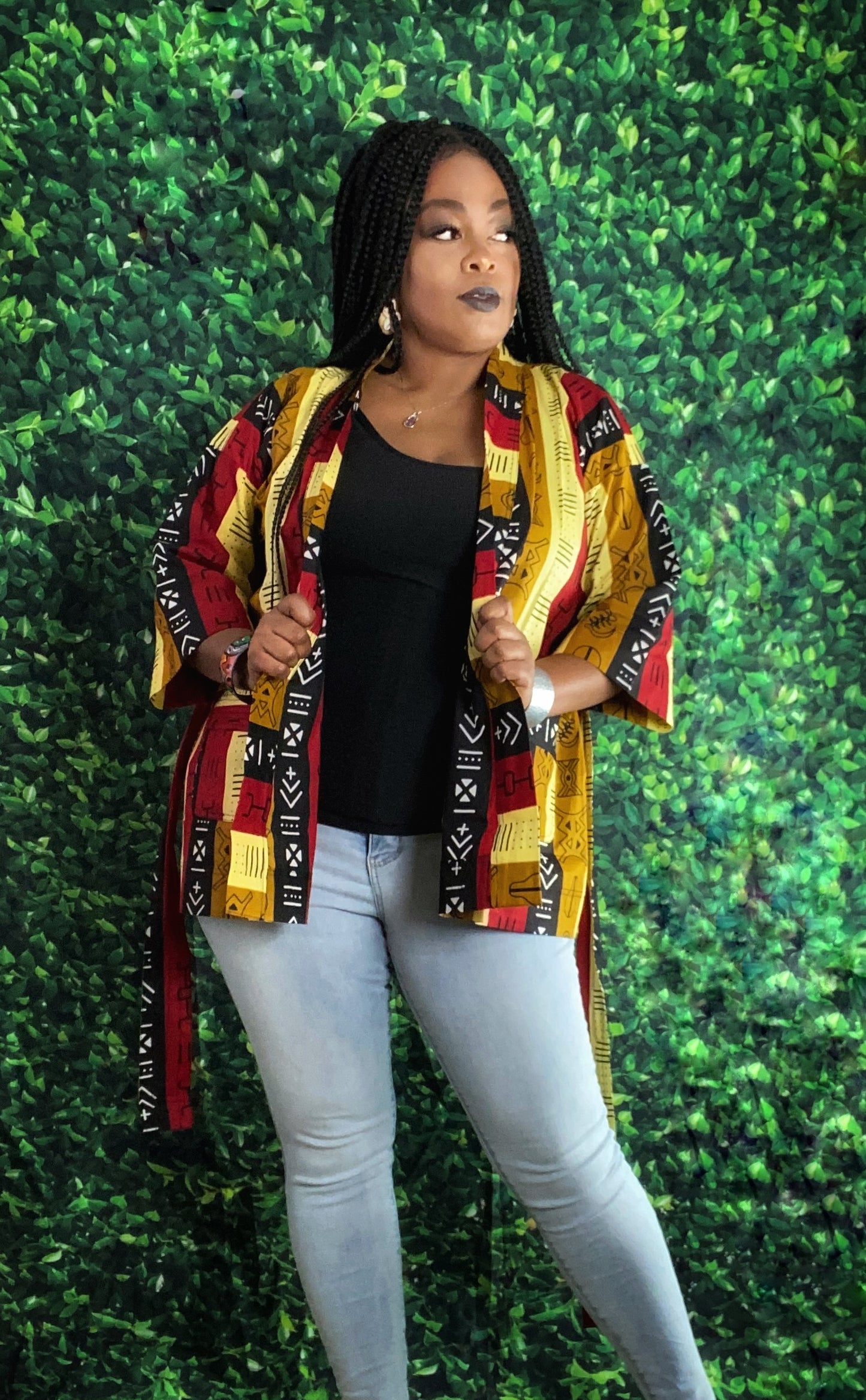Short African Print Kimono