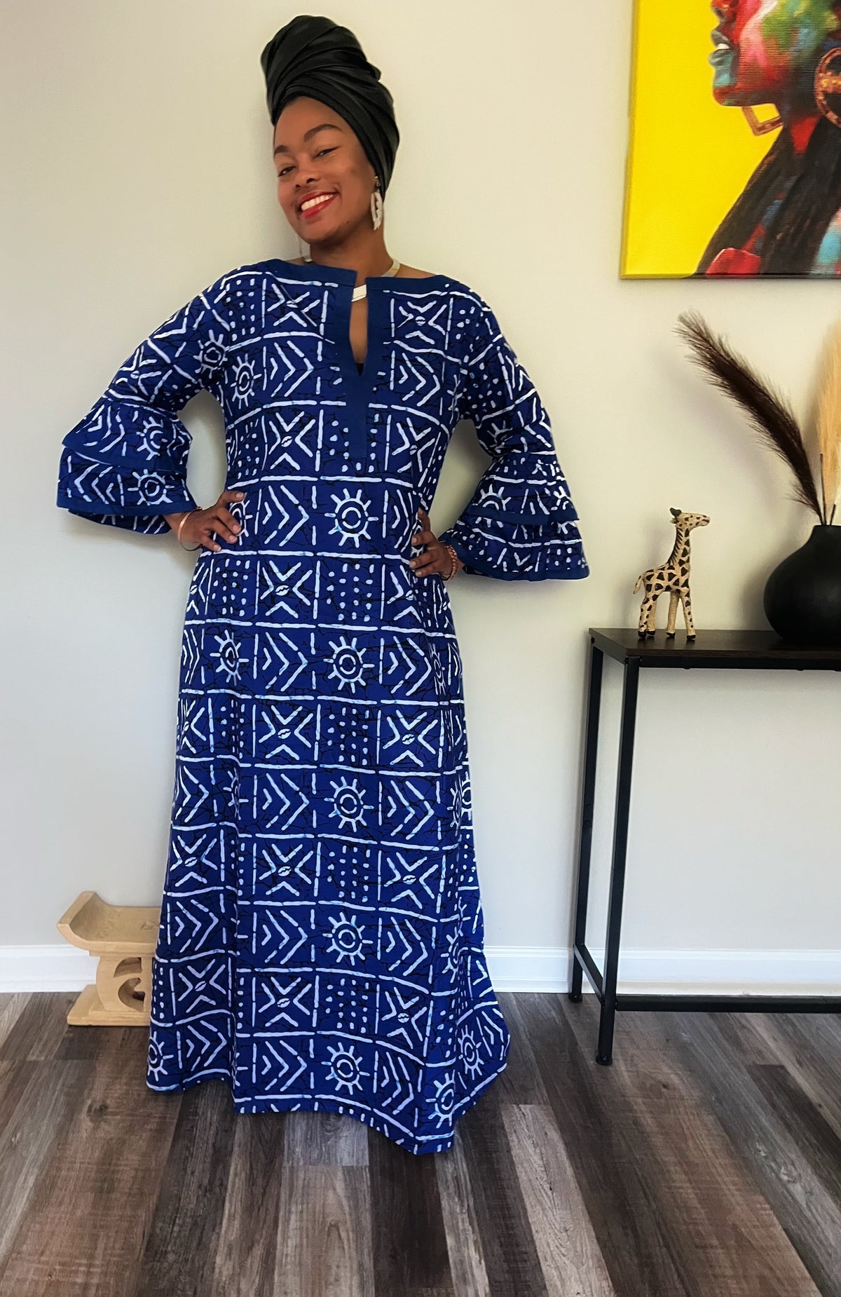 Ankara Print A-Line Long Dress