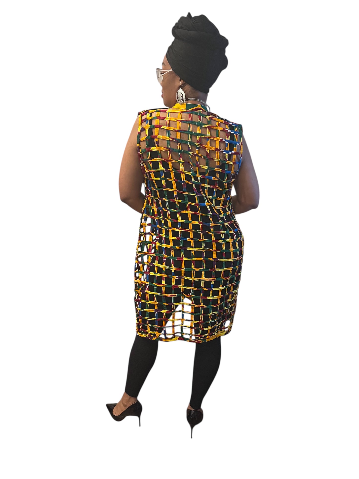 African-Made Kente Print Duster Vest