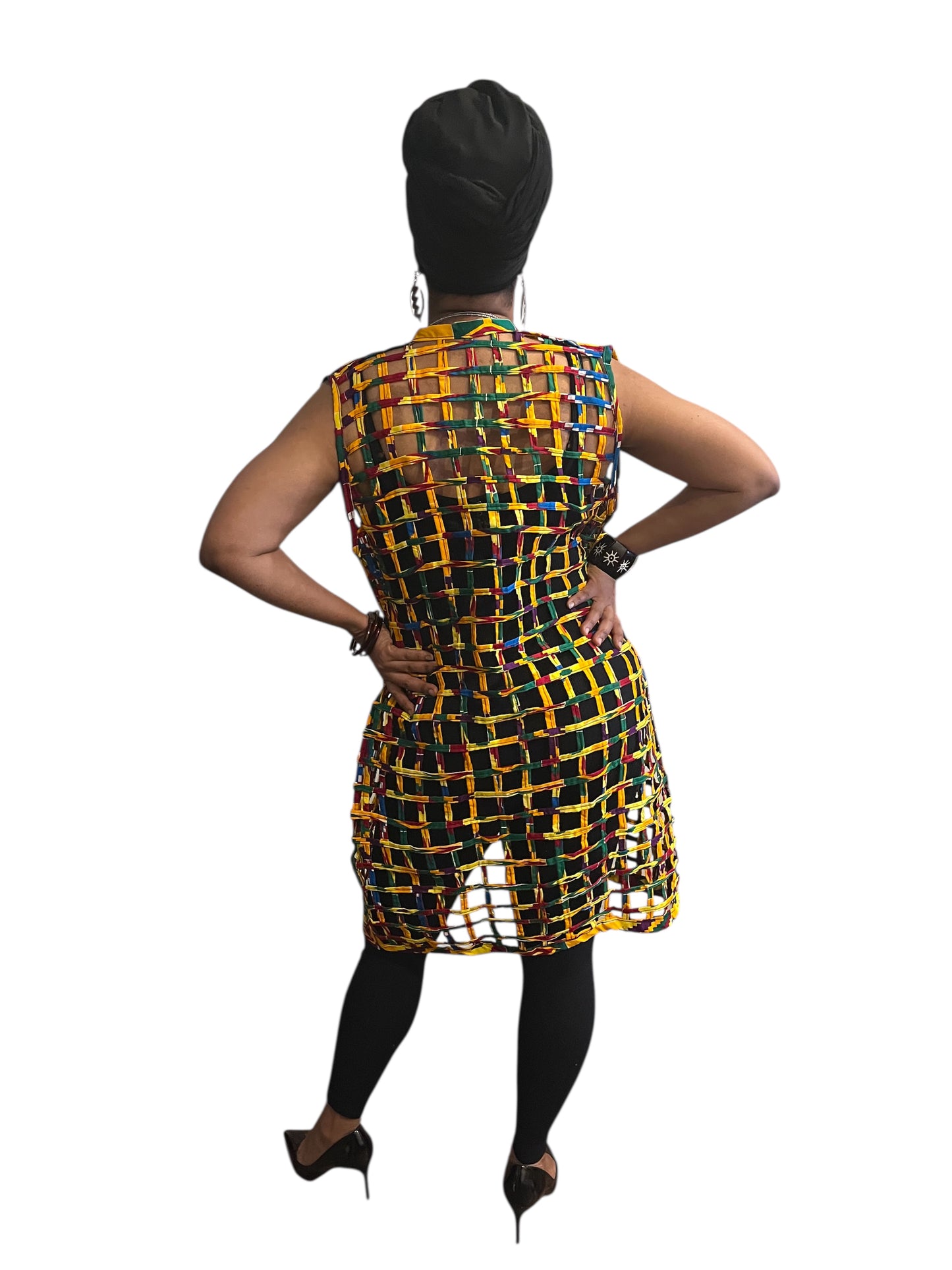 African-Made Kente Print Duster Vest