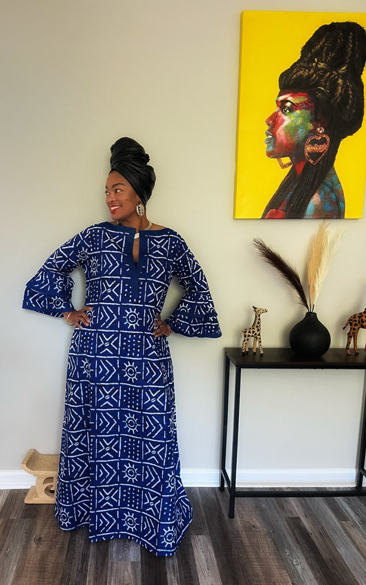 Ankara Print A-Line Long Dress
