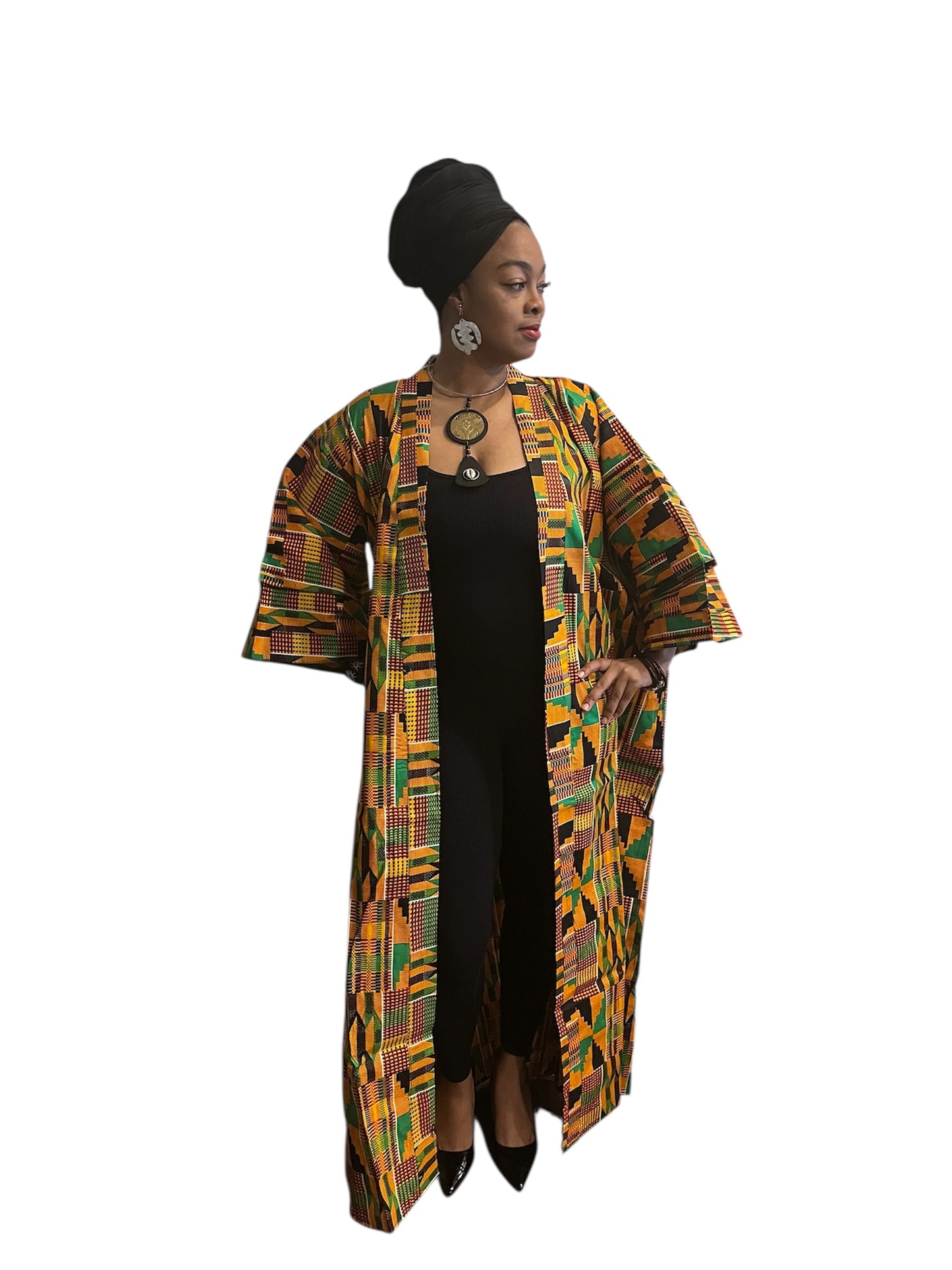 African Print Long Kimono