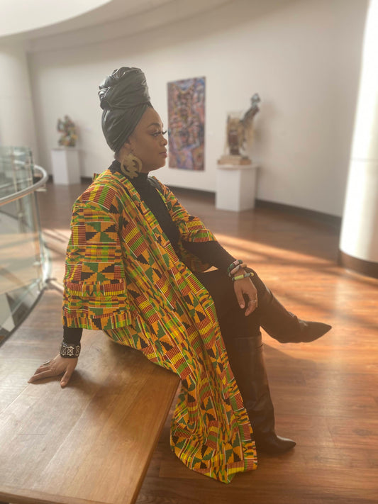 African Print Long Kimono