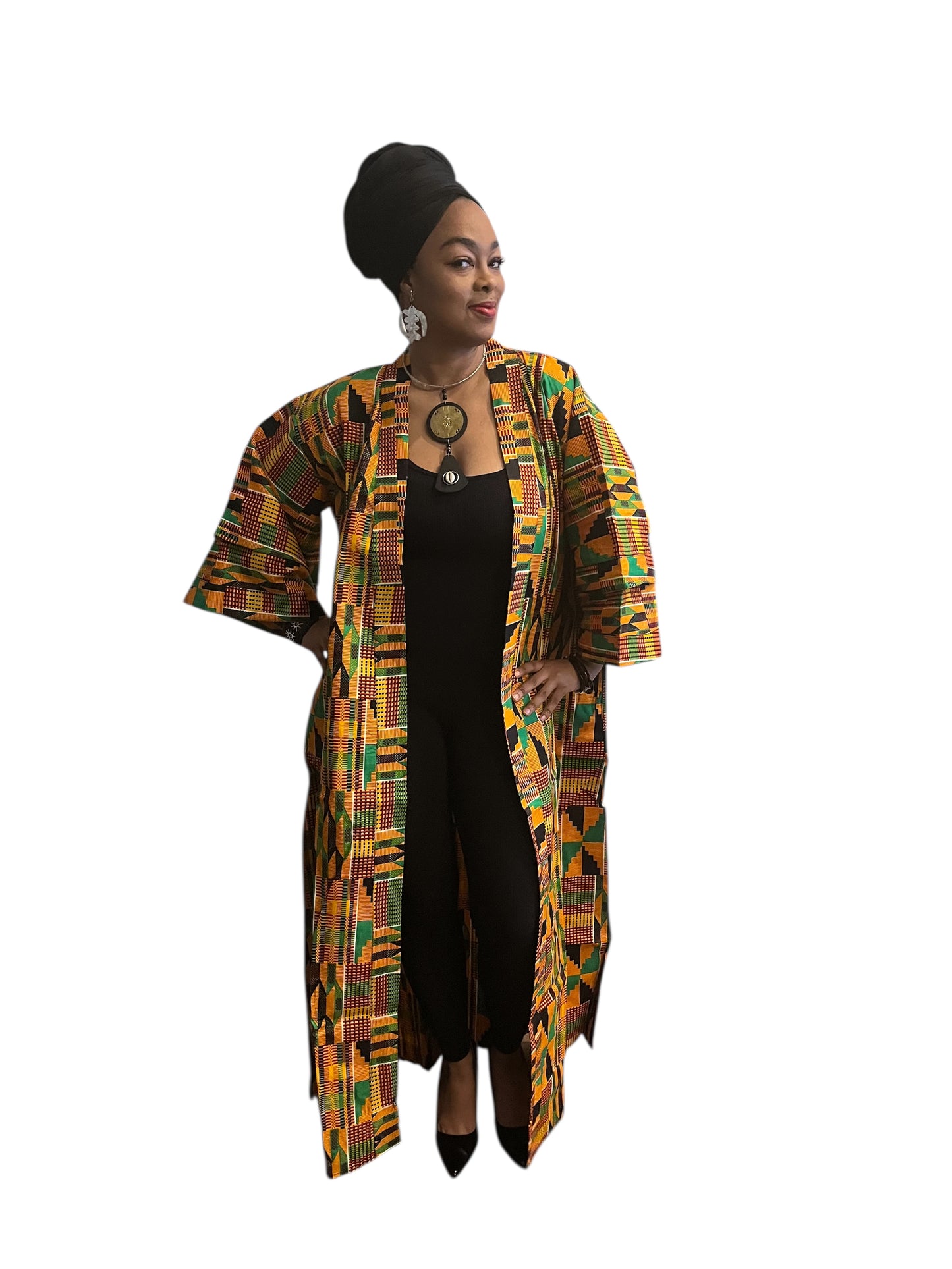 African Print Long Kimono