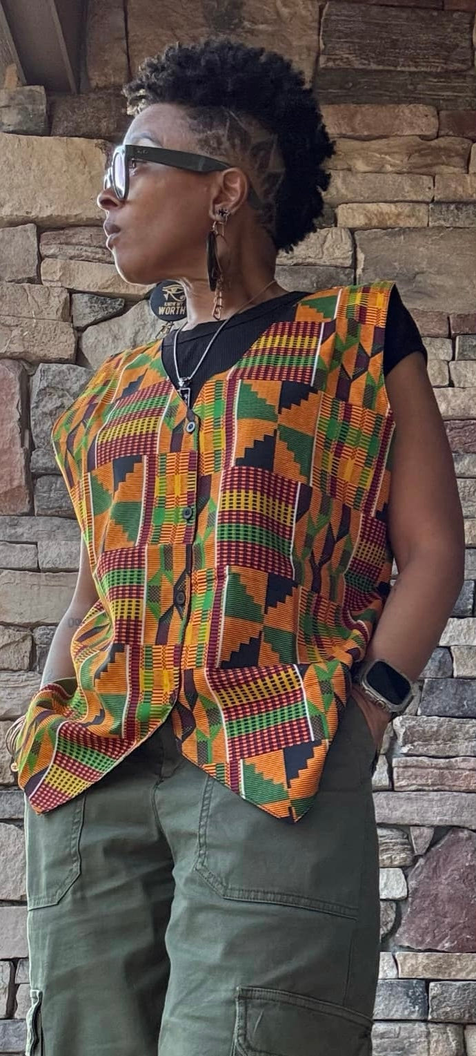 Kente Print Vest