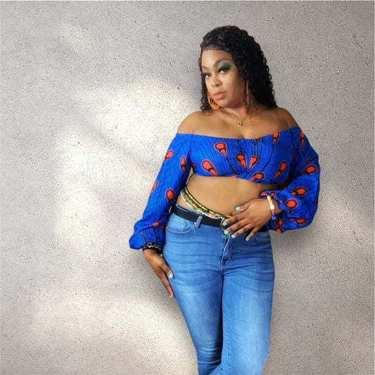 Goddess Print Off Shoulder Top