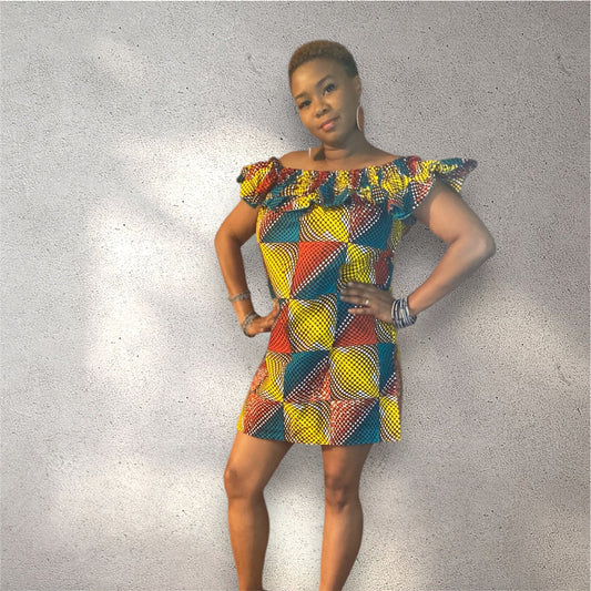 African Royal Print Mini Dress