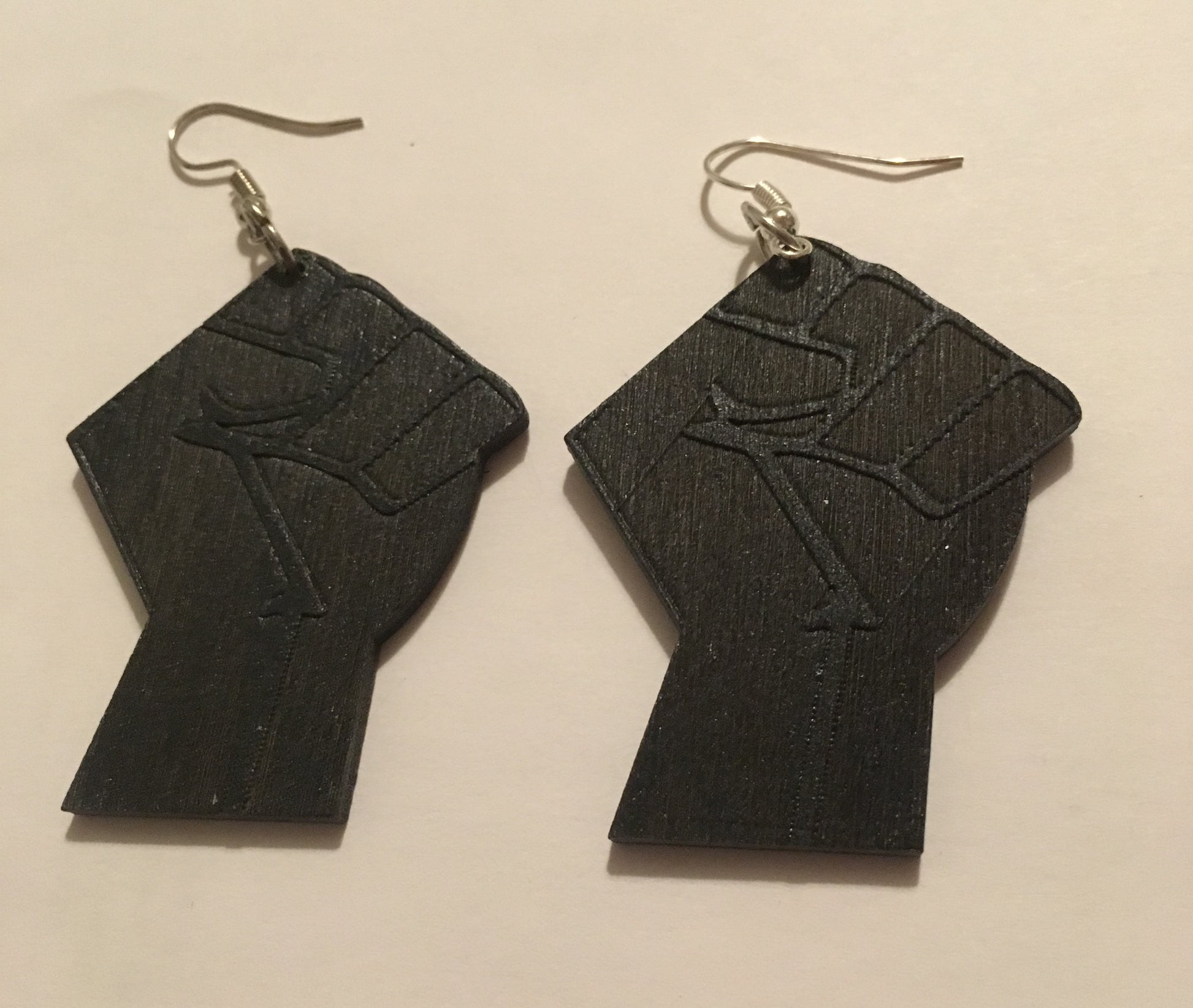 Power Fist Wooden Earrings (Medium) - Natural Couture