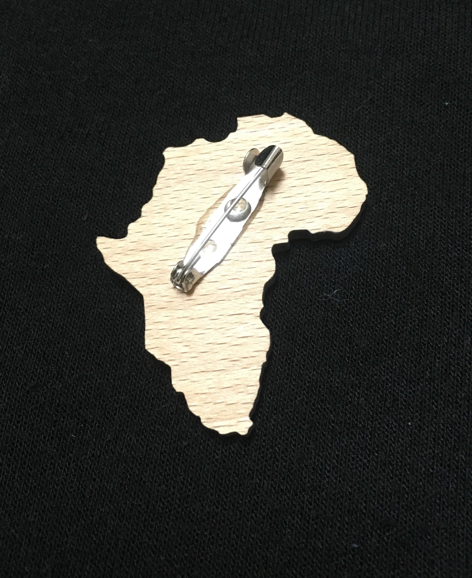 Wooden Africa Brooch - Natural Couture
