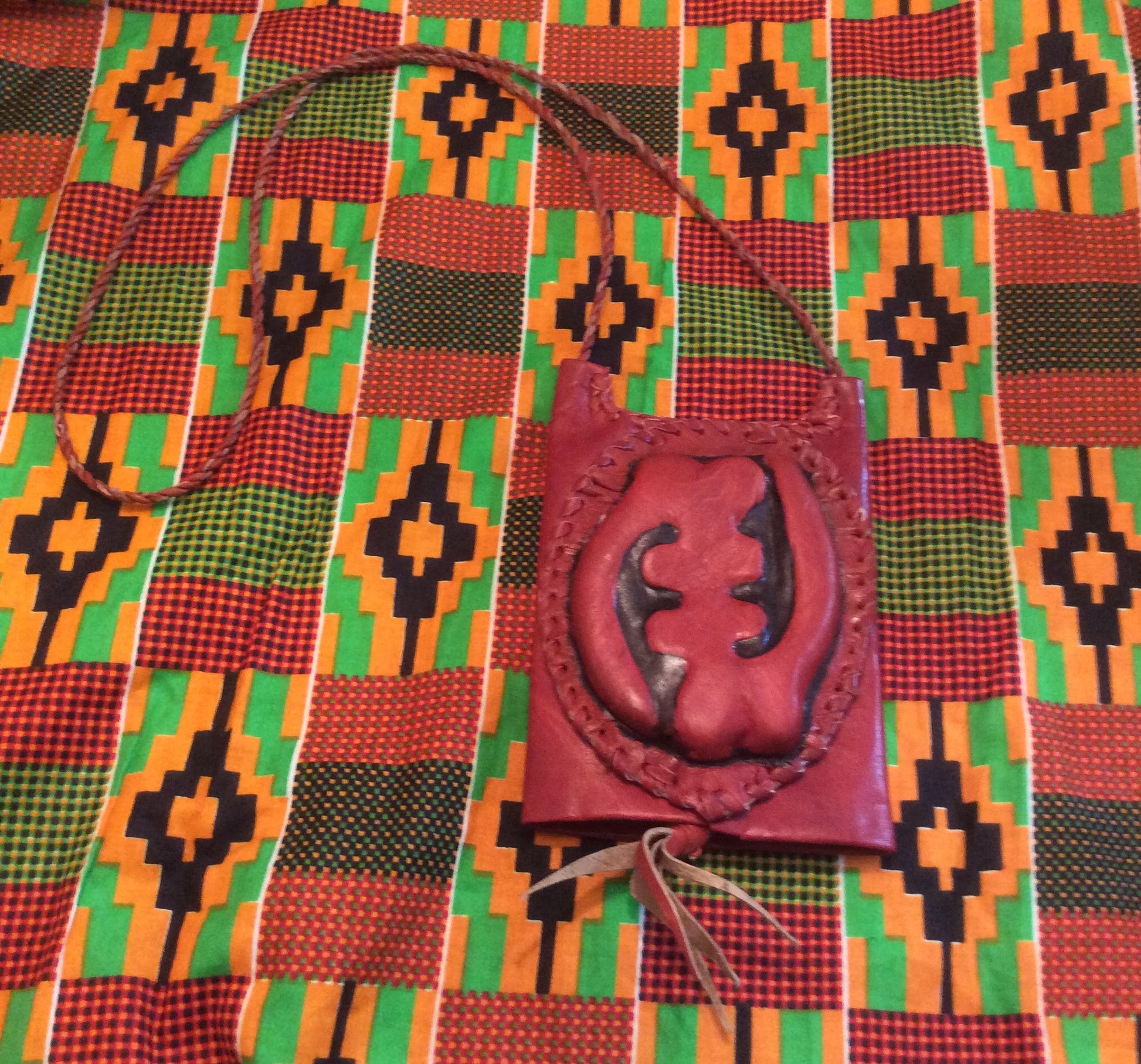 Gye Nyame Leather Pouch - Natural Couture