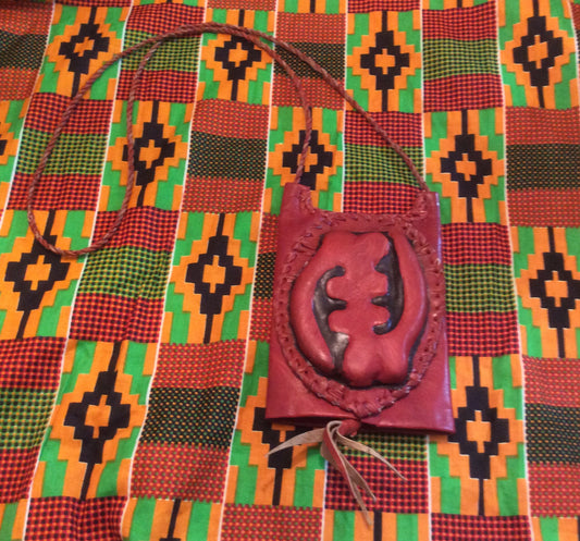 Gye Nyame Leather Pouch - Natural Couture