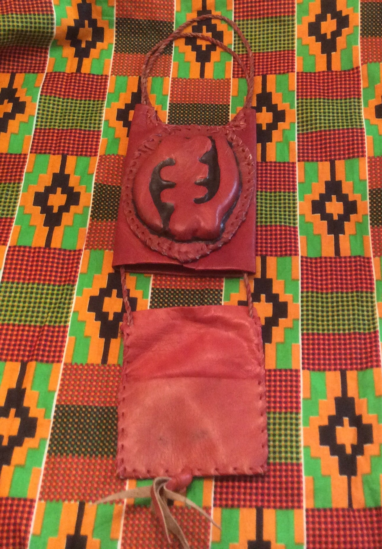 Gye Nyame Leather Pouch - Natural Couture