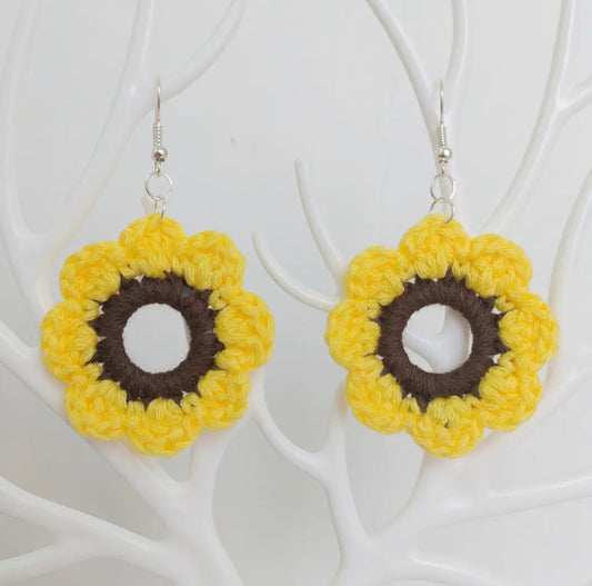 Sunflower Crochet Earrings