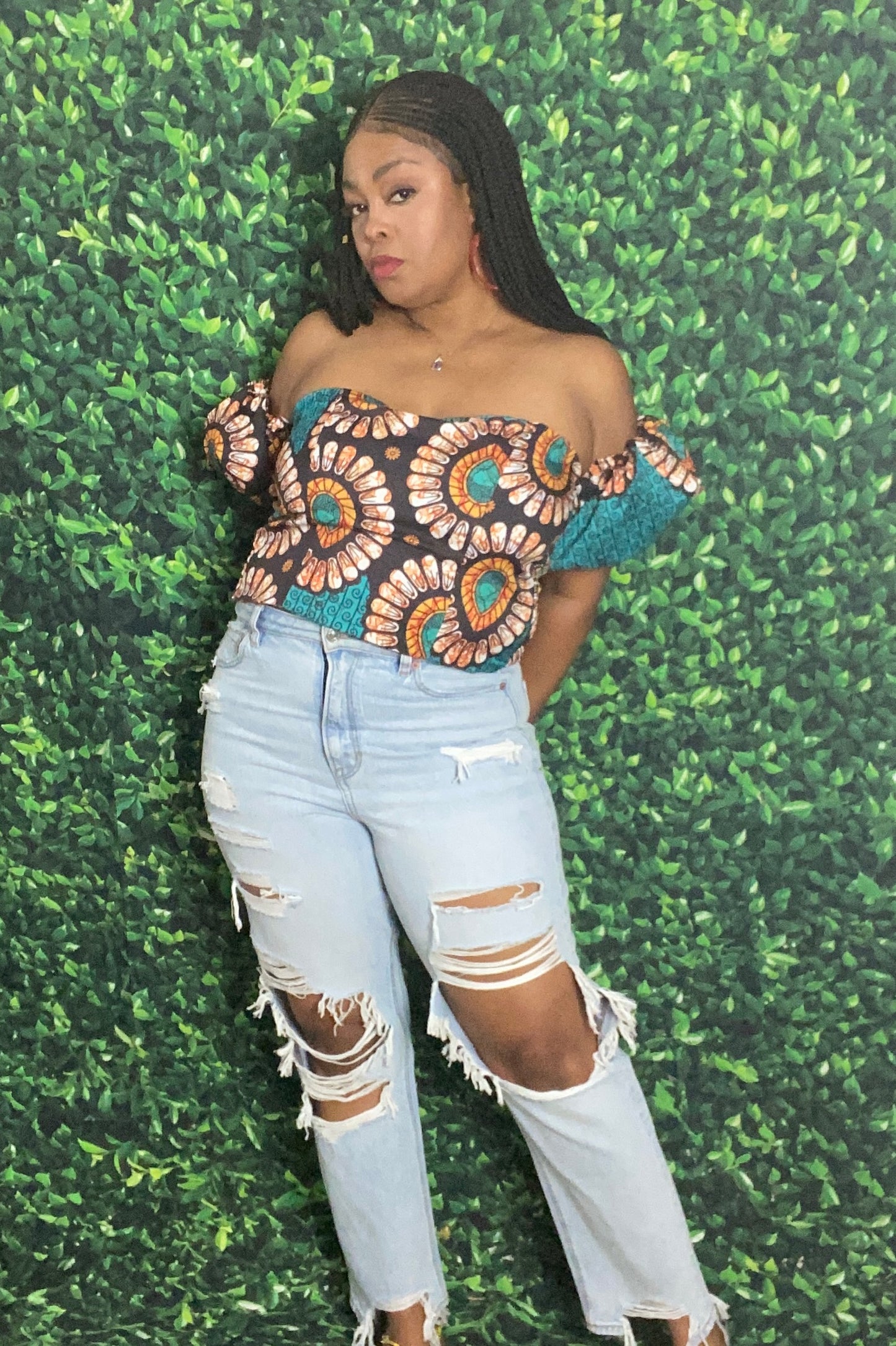 Off Shoulder Ankara Top