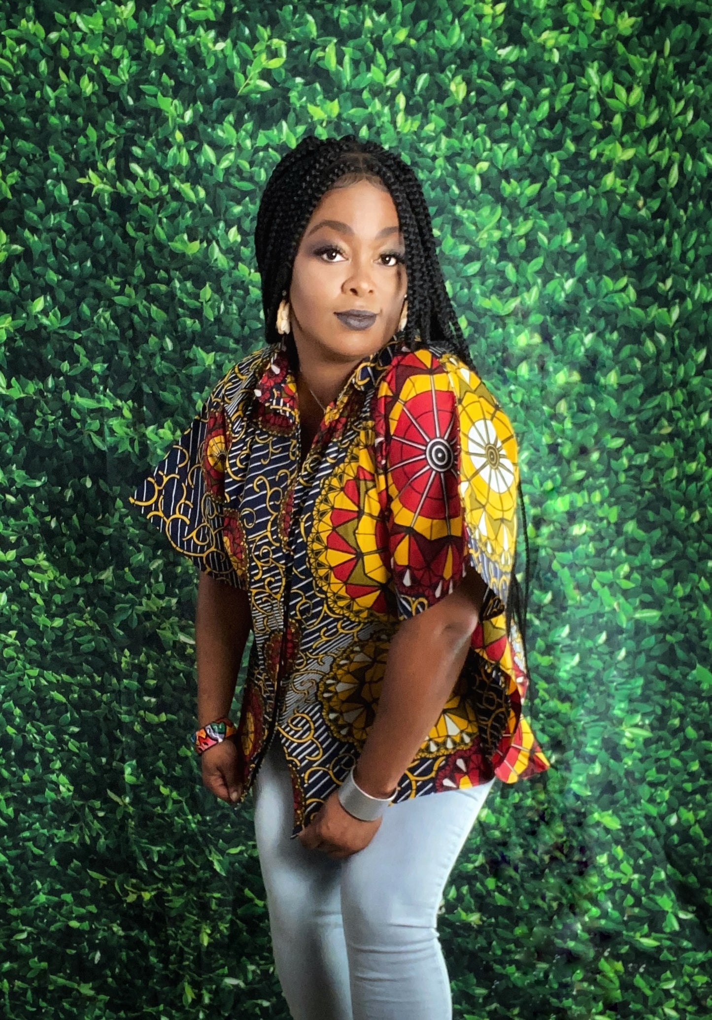Goddess Print Button Down Kaftan