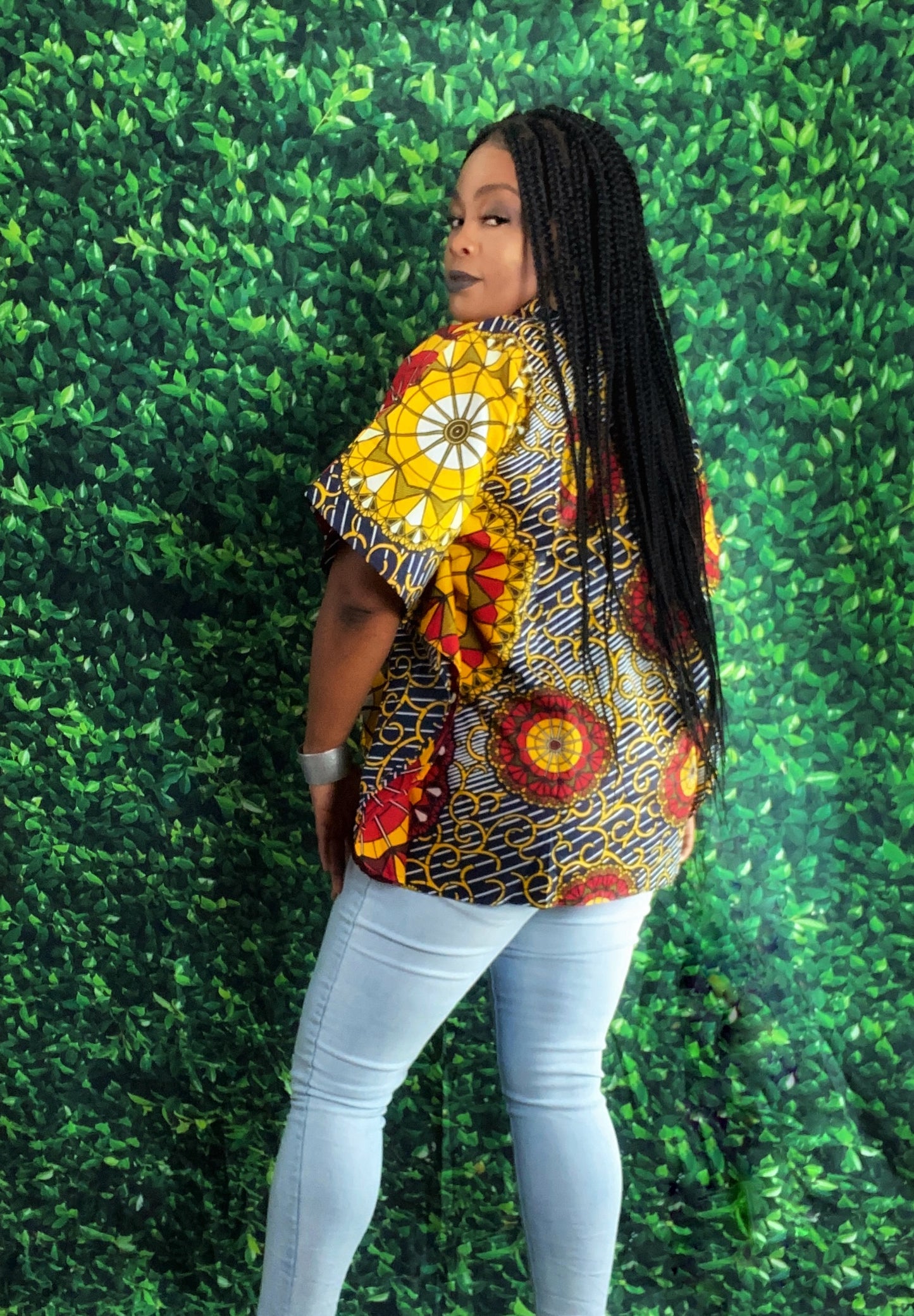 Goddess Print Button Down Kaftan