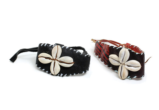 Nigerian Leather Cowrie Shell Bracelet