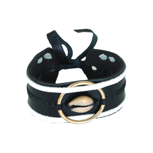 Leather and Shell Power Wrap Bracelet