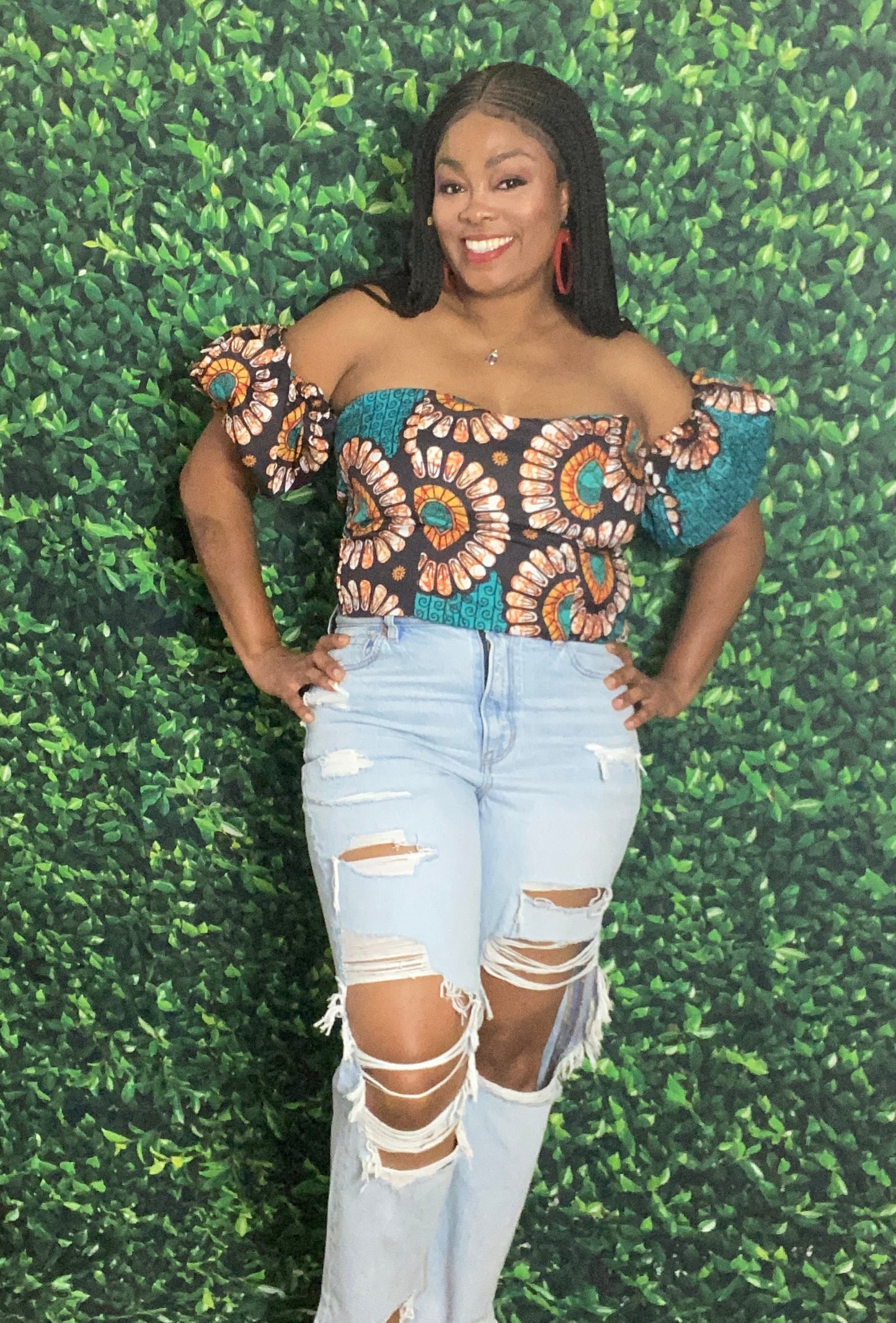 Off Shoulder Ankara Top