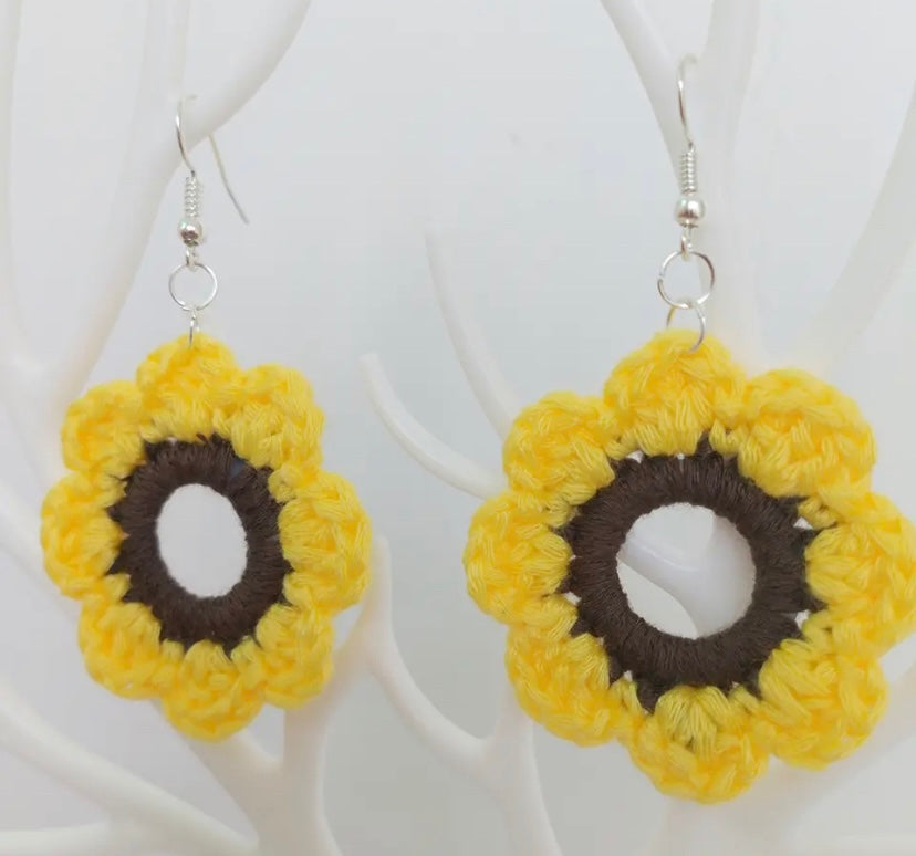 Sunflower Crochet Earrings