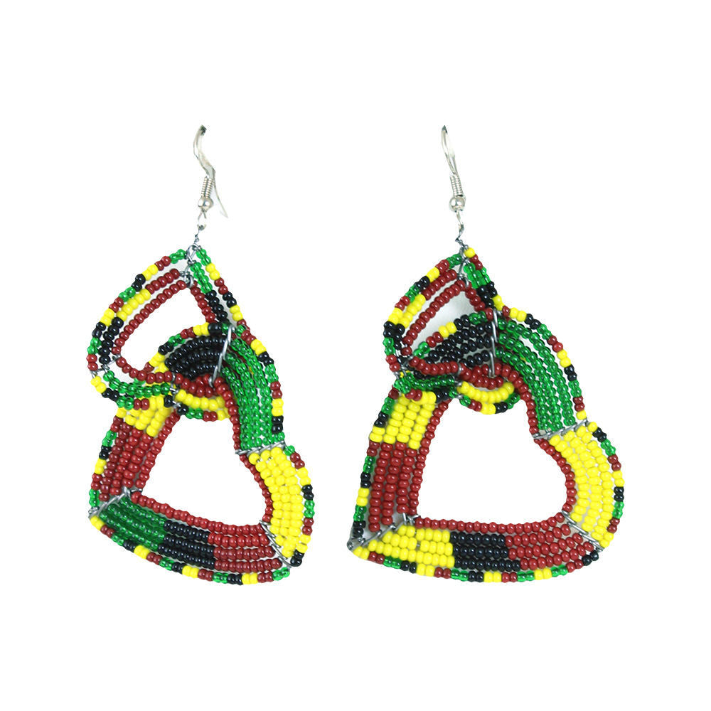 Maasai Beaded Heart Earrings