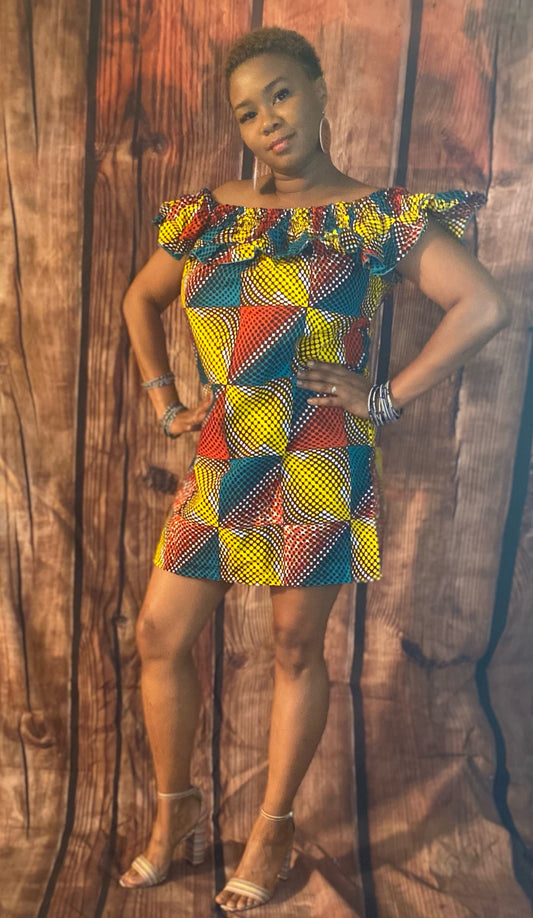 African Royal Print Mini Dress