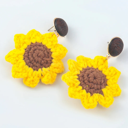 Couture Crochet Sunflower Earrings