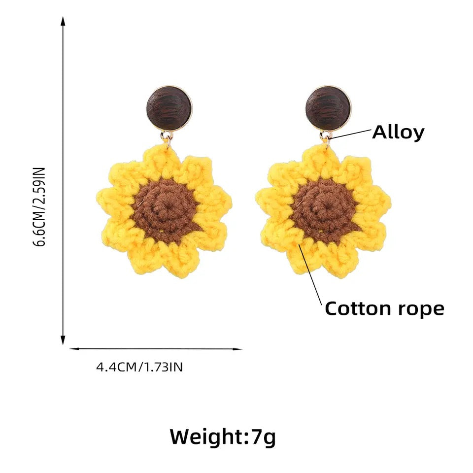 Couture Crochet Sunflower Earrings