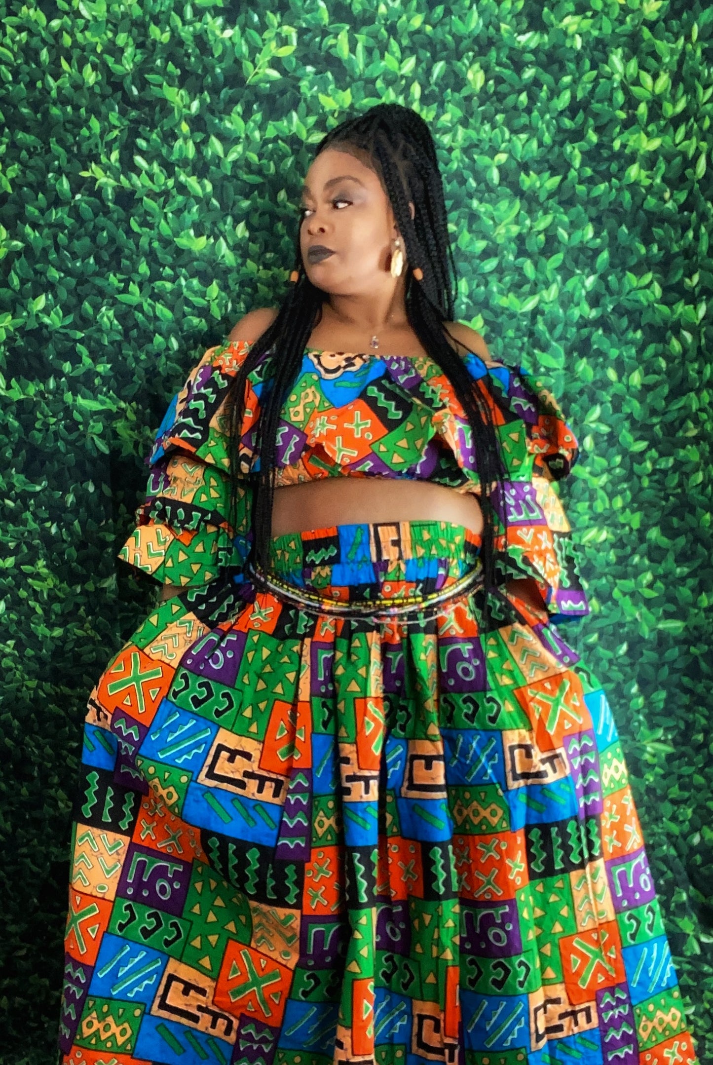 Queen Print Ruffled Top and Skirt Set