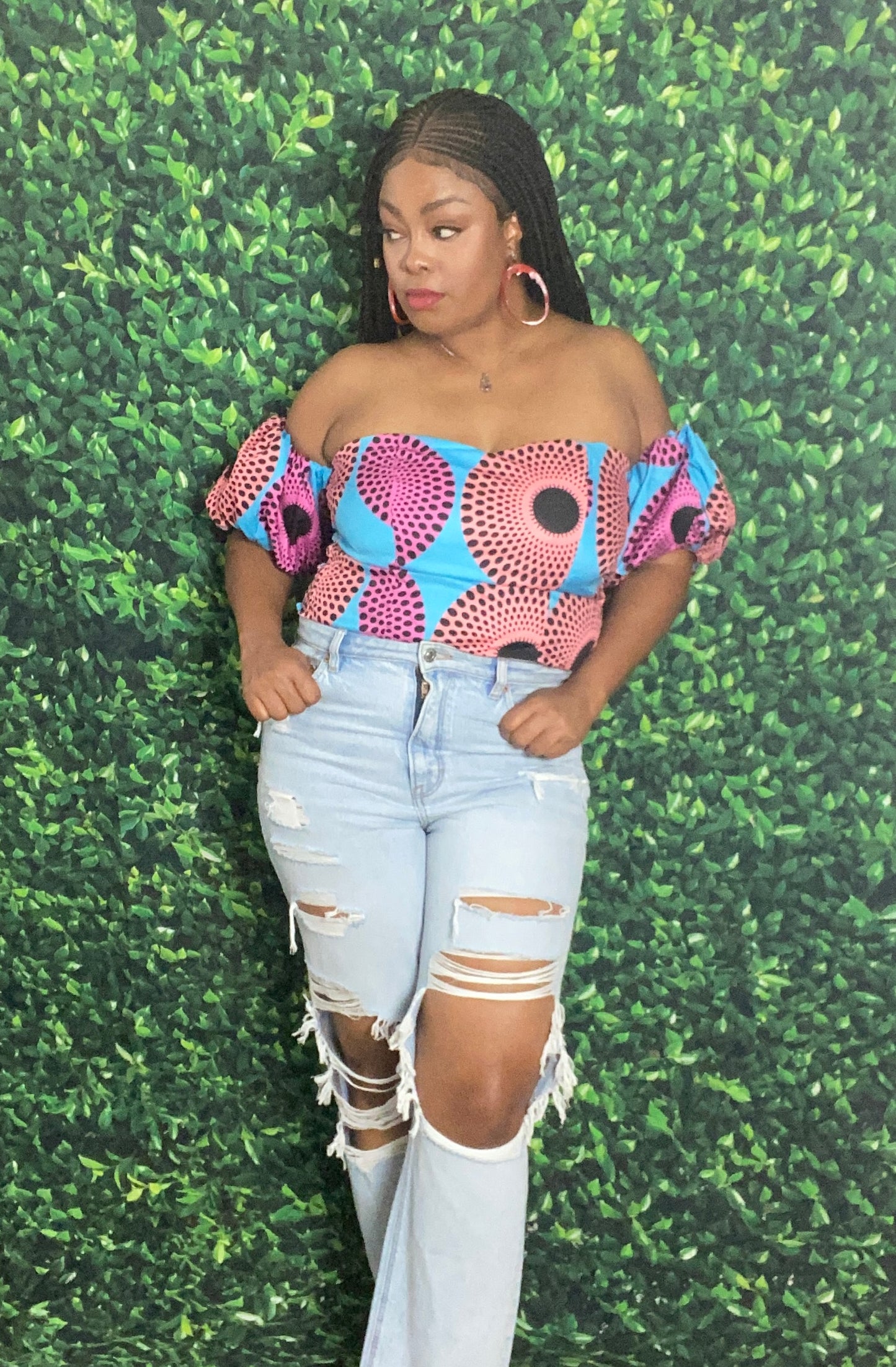 Off Shoulder Ankara Top