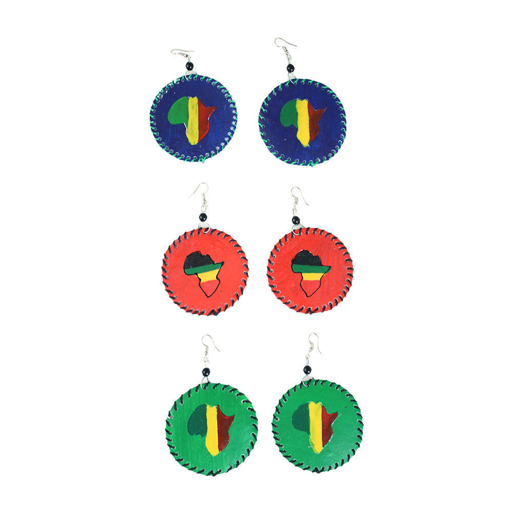 African Leather Earrings in Color