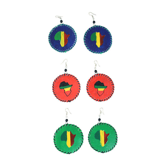 African Leather Earrings in Color