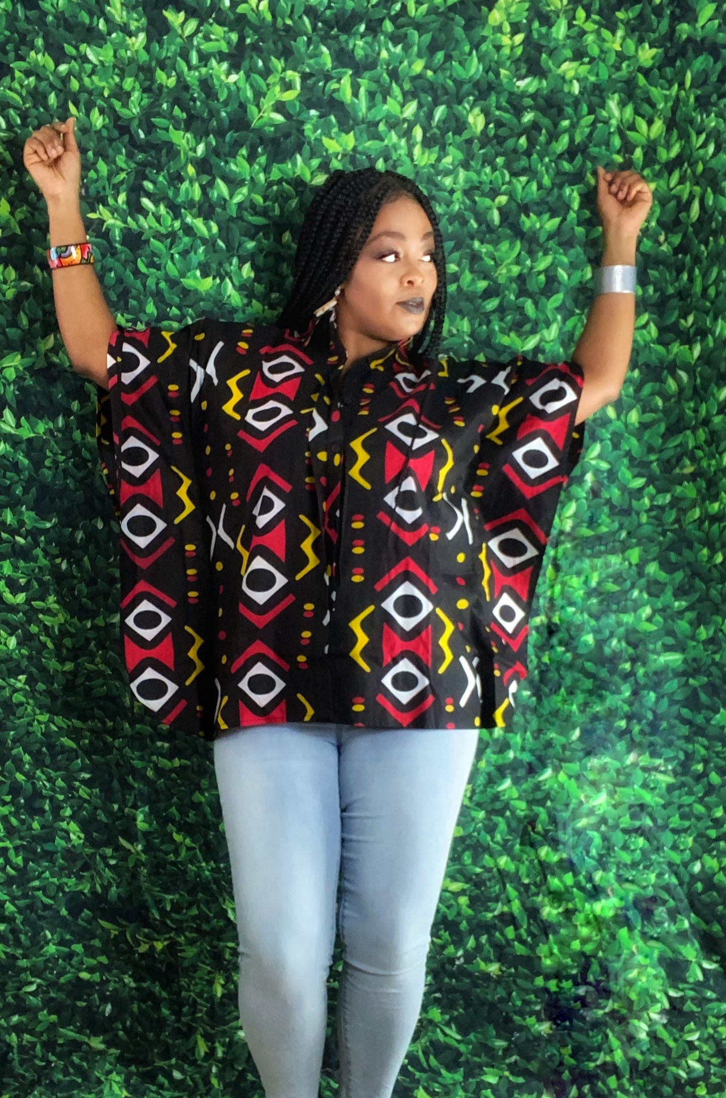 Goddess Print Button Down Kaftan