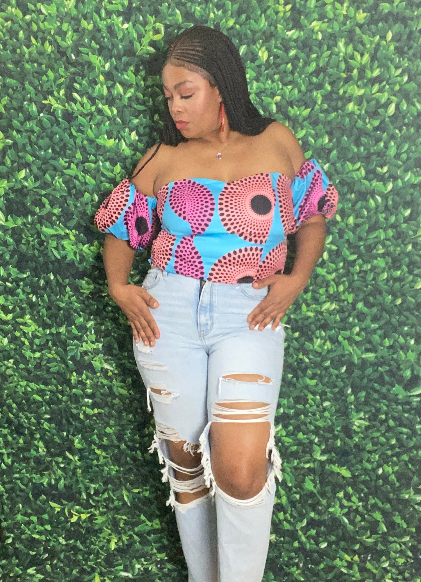 Off Shoulder Ankara Top